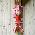 Premium Handmade 30-Inch Sonic the Hedgehog Movie Amy Rose Character Pull-String Piñata Table Decor Party Centerpiece