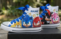 Custom Sonic the hedgehog Movie Friends High-Top Sneakers Shoes Personalized with Name, Ribbon Laces & Rhinestones Birthday Parties Everyday Gift