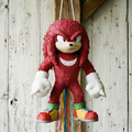Premium Handmade 30-Inch Sonic the Hedgehog Movie Knuckles Character Pull-String Piñata Table Decor Party Centerpiece
