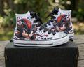 Custom Sonic the hedgehog Movie Shadow High-Top Sneakers Shoes Personalized with Name, Ribbon Laces & Rhinestones Birthday Parties Everyday Gift