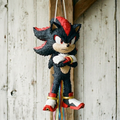 Premium Handmade 30-Inch Sonic the Hedgehog Movie Shadow Character Pull-String Piñata Table Decor Party Centerpiece