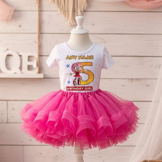 Sonic the Hedgehog Movie Amy Rose Tutu Set Girls Personalized Custom Hot Pink Tutu Outfit Dress Theme Cake Smash Birthday Party