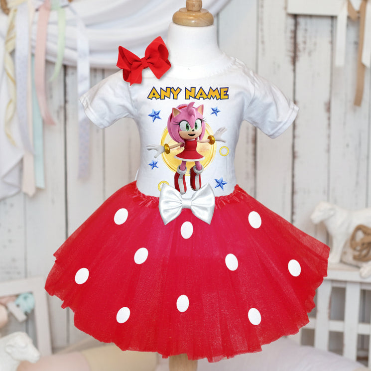 Sonic the Hedgehog Movie Amy Rose Tutu Set Girls Personalized Custom R – Personalizee
