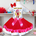 Sonic the Hedgehog Movie Amy Rose Tutu Set Girls Personalized Custom Red Hot Pink White Ribbon Trim Tutu Outfit Dress Theme Cake Smash Party