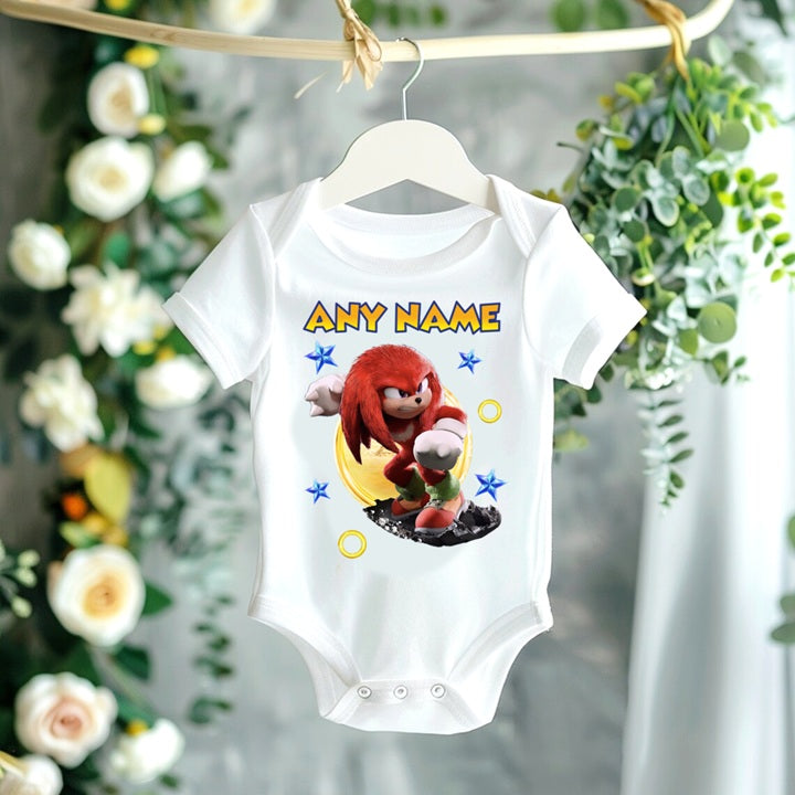 Sonic the Hedgehog Movie Knuckles Personalized Custom White T-Shirt or Onesie Theme Cake Smash Party