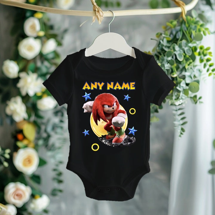 Sonic the Hedgehog Movie Knuckles Personalized Custom Black T-Shirt or Onesie Theme Cake Smash Party