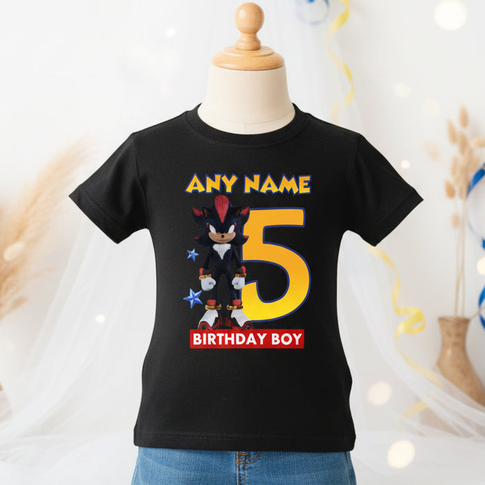 Sonic the Hedgehog Movie Shadow Personalized Custom Black T-Shirt or Onesie Theme Cake Smash Birthday Party