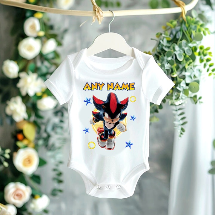 Sonic the Hedgehog Movie Shadow Personalized Custom White T-Shirt or Onesie Theme Cake Smash Party