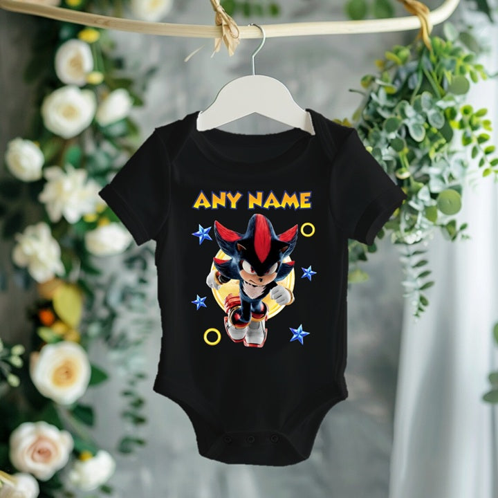 Sonic the Hedgehog Movie Shadow Personalized Custom Black T-Shirt or Onesie Theme Cake Smash Party
