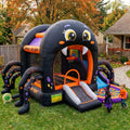 Play Bounce House Jumping Playhouse area with Slide and Ball Pit Halloween Black Spider's Head Castle Theme
