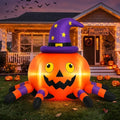 6.2' Jack o Lantern Pumpkin Spider with Witch Hat Yard Halloween Inflatable Blow Up Decor Prop