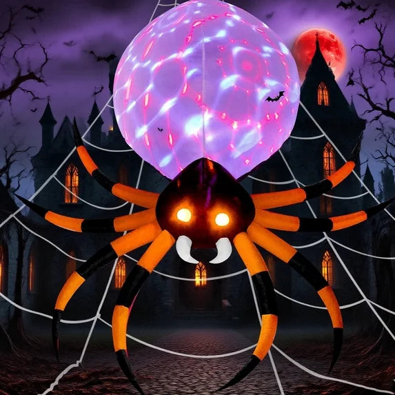 8' Spider with Rotating Lights Yard Halloween Inflatable Blow Up Decor Prop