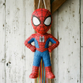 Premium Handmade 30-Inch Spidey Amazing Friends Spiderman Character Pull-String Piñata Table Decor Party Centerpiece
