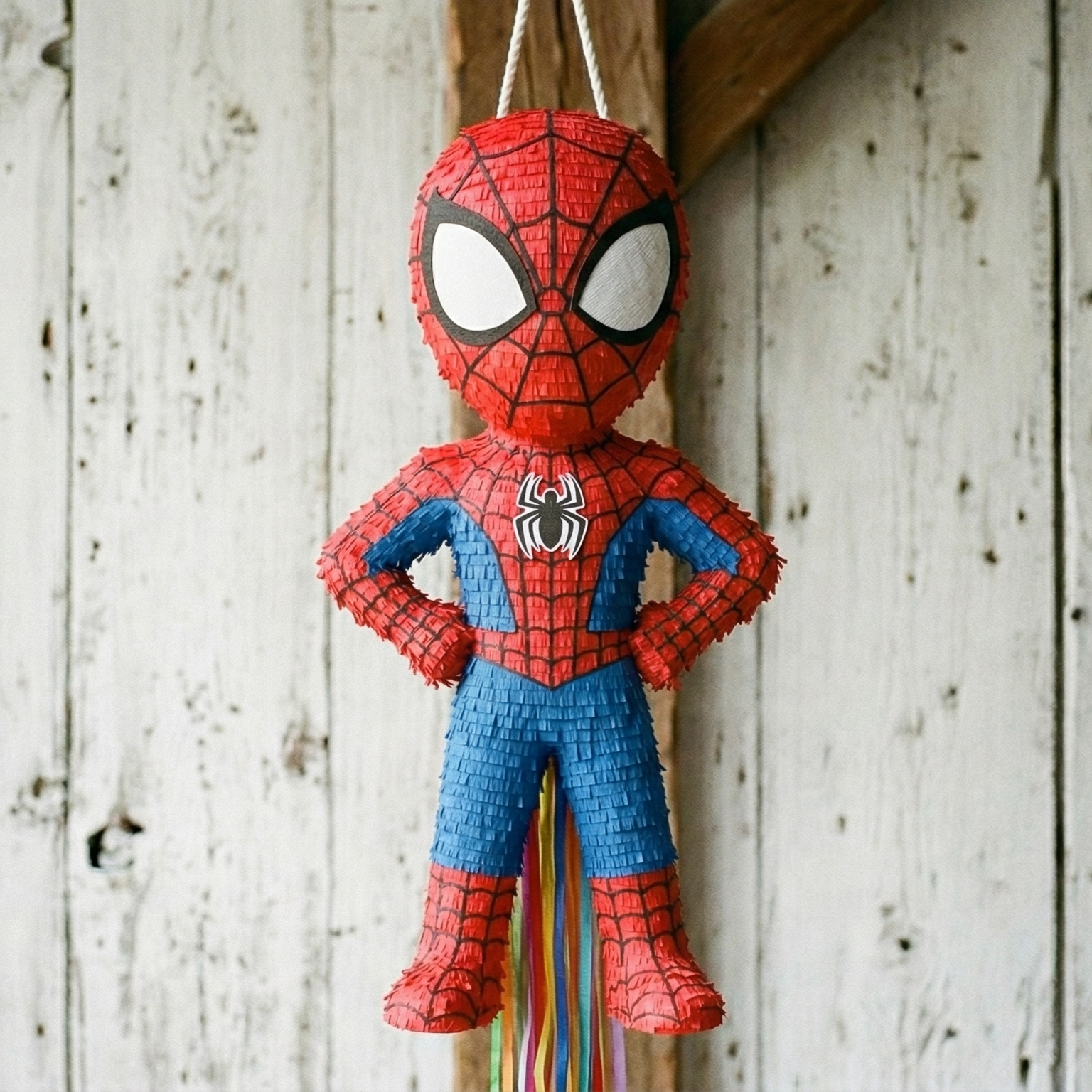 Premium Handmade 30-Inch Spidey Amazing Friends Spiderman Character Pull-String Piñata Table Decor Party Centerpiece