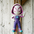 Premium Handmade 30-Inch Spidey Amazing Friends Ghost Spider Character Pull-String Piñata Table Decor Party Centerpiece