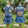 Personalized Custom Name SpongeBob Denim Vest & Skirt Set Birthday Party Cake Smash Gift