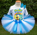 SpongeBob SquarePants Tutu Set Girls Personalized Custom Blue White Tutu Outfit Dress Theme Cake Smash Birthday Party