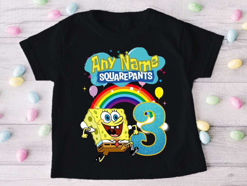 SpongeBob SquarePants Personalized Custom Black Family T-Shirt or Onesie Pack Theme Cake Smash Birthday Party