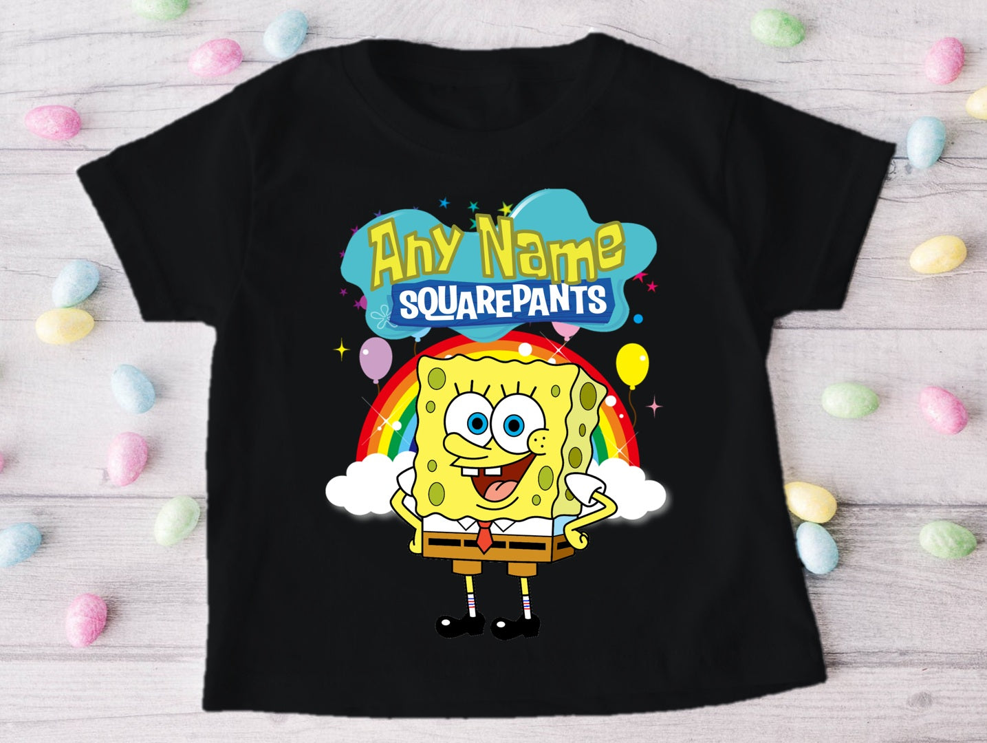 SpongeBob SquarePants Personalized Custom Black T-Shirt or Onesie Theme Cake Smash Party