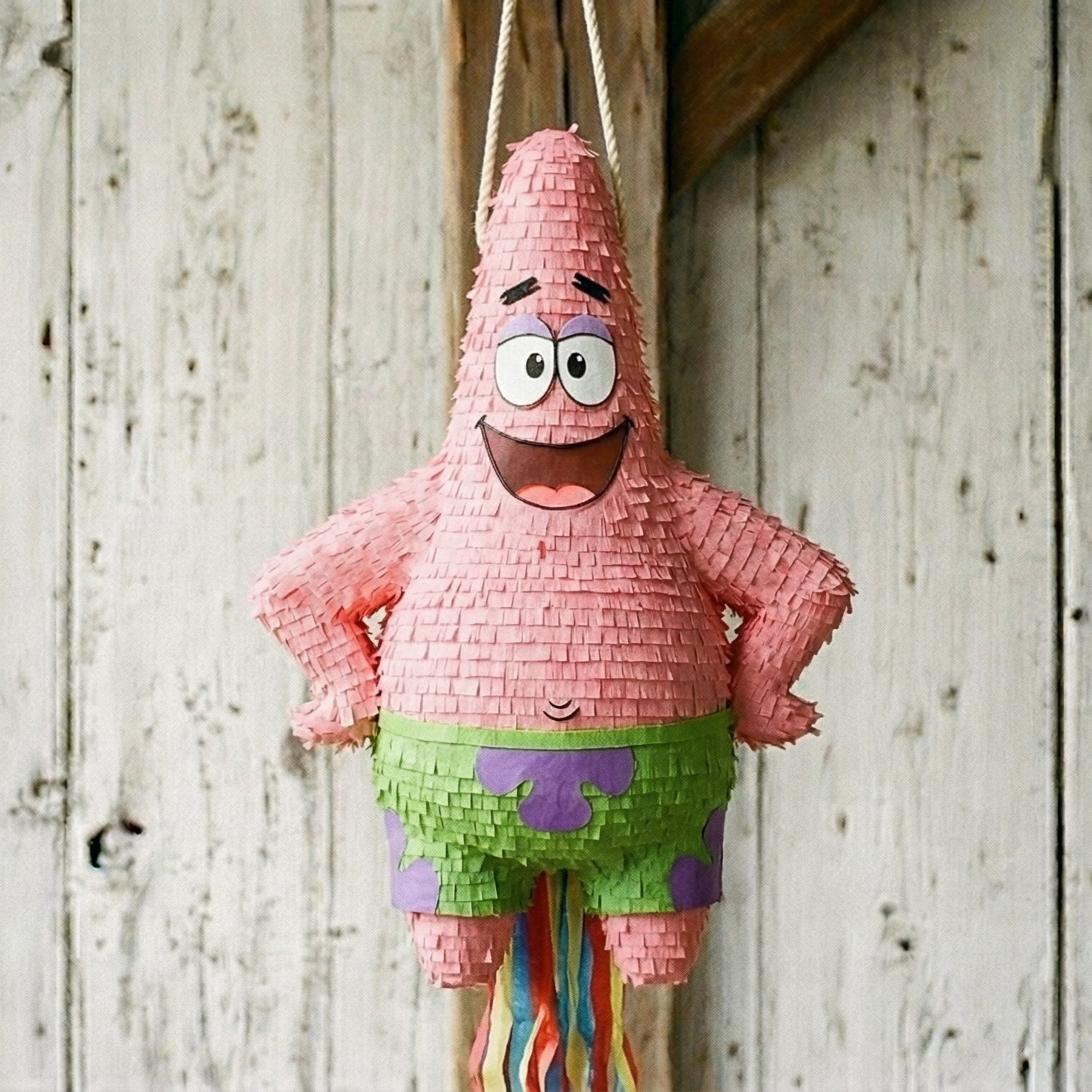 Premium Handmade 30-Inch SpongeBob SquarePants Patrick Character Pull-String Piñata Table Decor Party Centerpiece