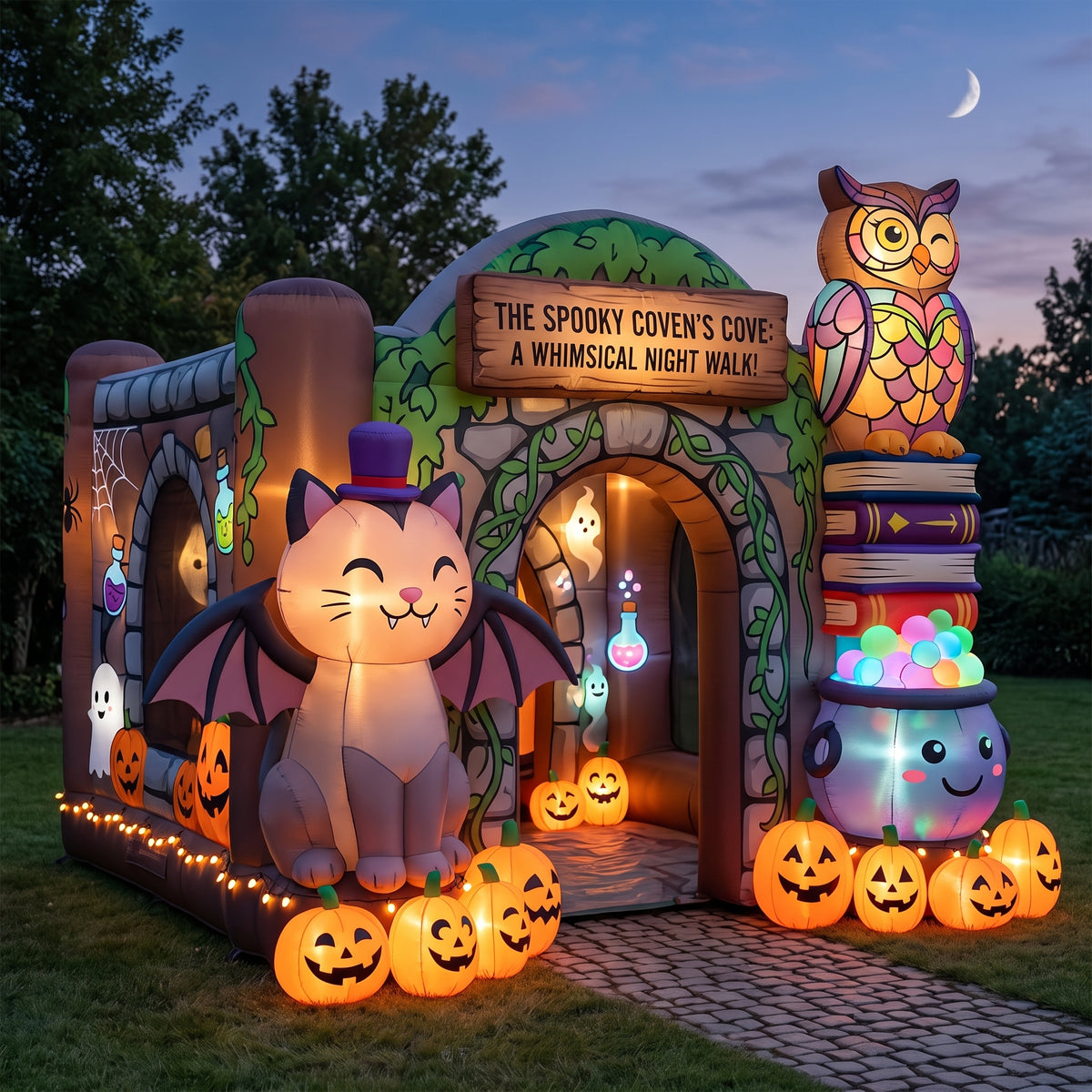 Spooky Cove Theme Premium 10' x 10' Halloween Haunted House Inflatable Blow Up Walk-Through Archway Experience Decor Prop