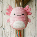 Premium Handmade 30-Inch Squishmallows Axolotl Character Pull-String Piñata Table Decor Party Centerpiece