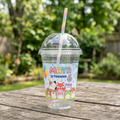 (Pack of 6) Squishmallows Custom Personalized Birthday Party 16 oz Cups with Dome Lids & Straws