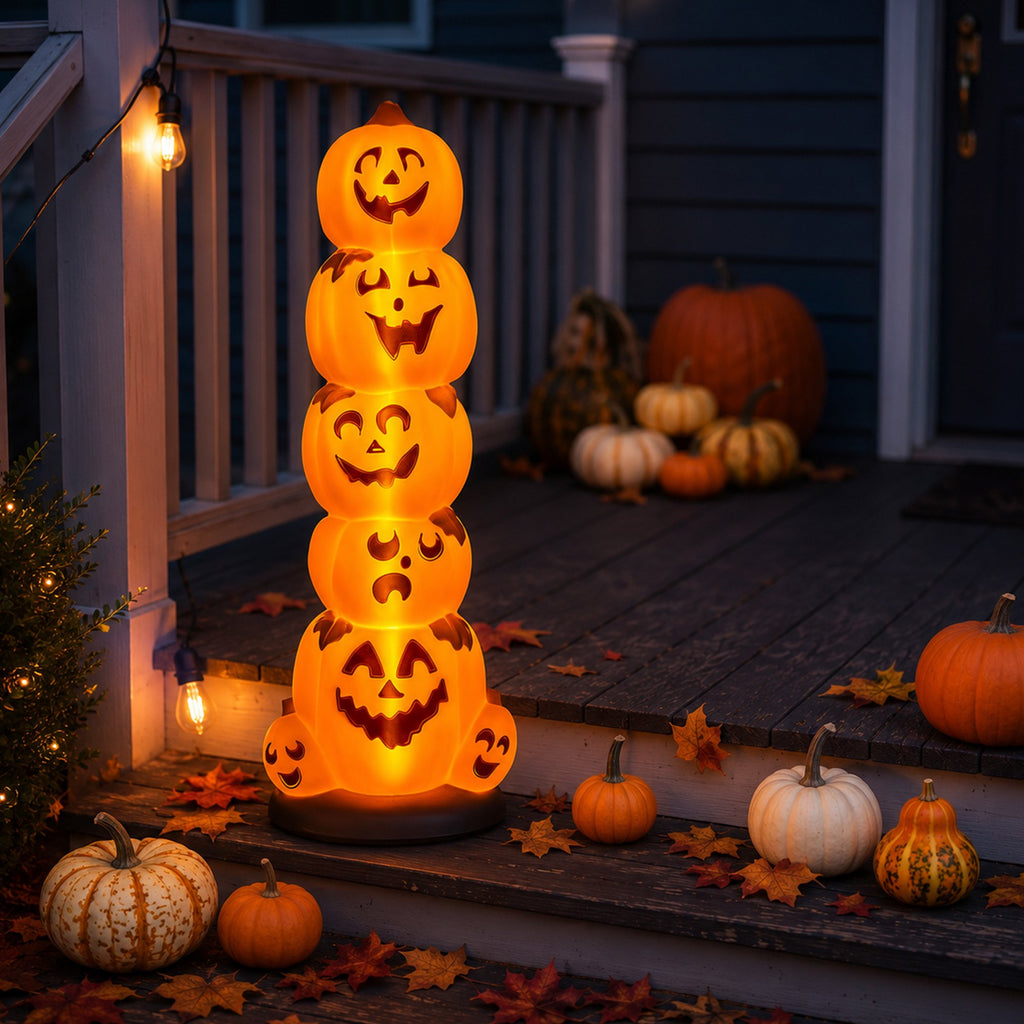 3' Pre-Lit Pumpkin Stack Halloween Home Decor Accent Yard Tabletop Prop