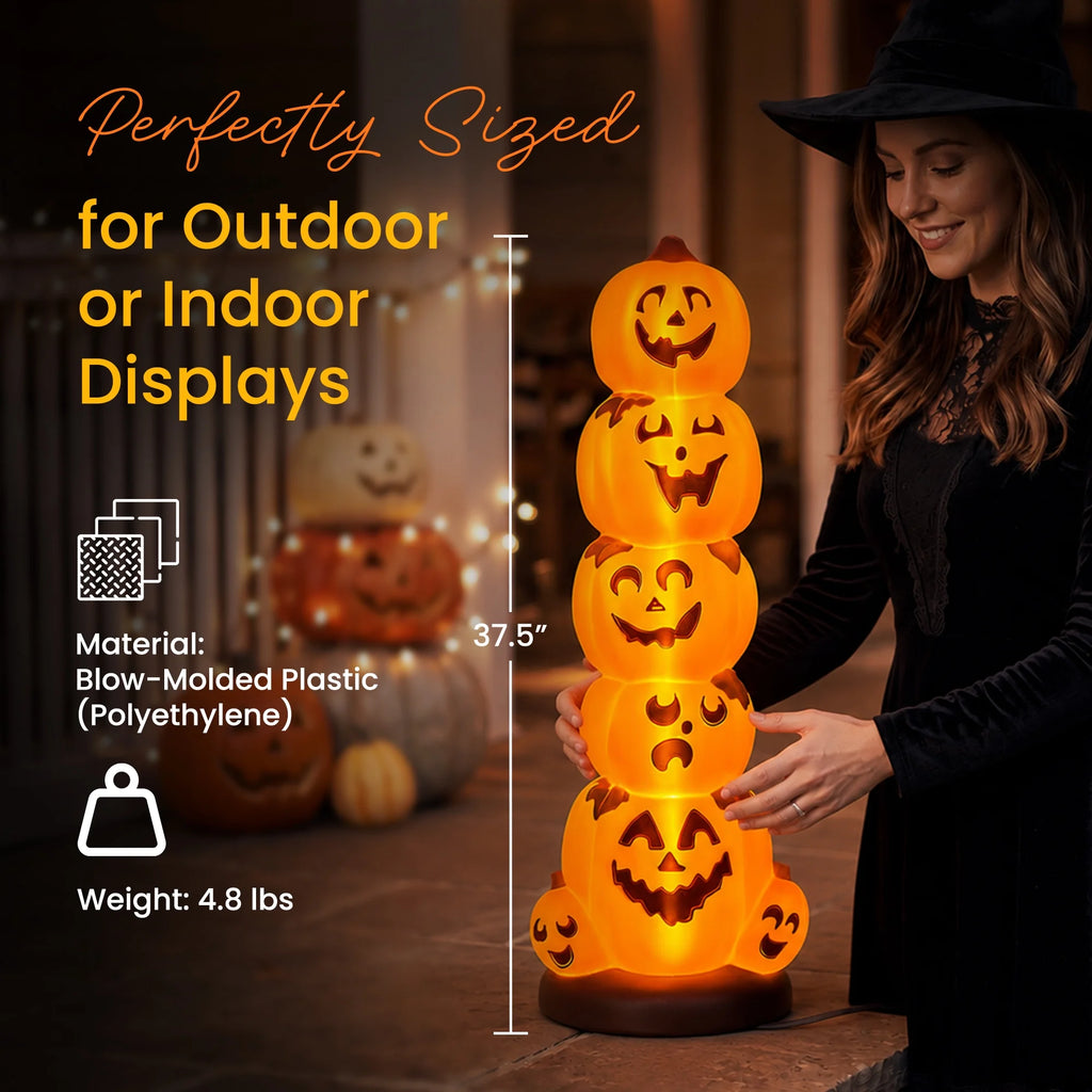 3' Pre-Lit Pumpkin Stack Halloween Home Decor Accent Yard Tabletop Prop