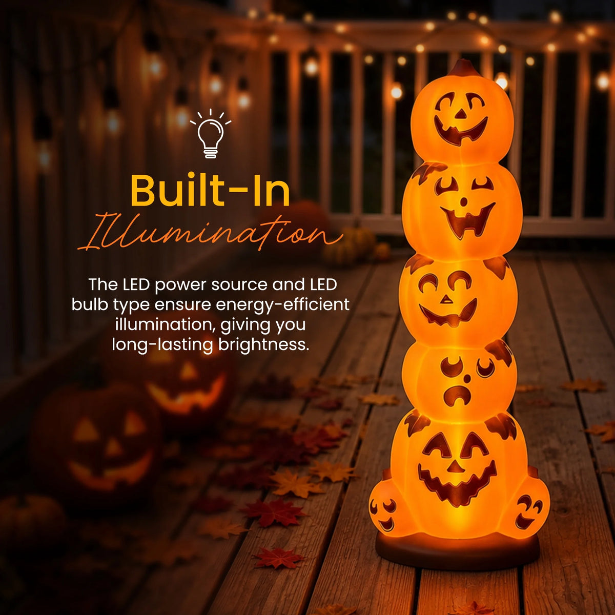 3' Pre-Lit Pumpkin Stack Halloween Home Decor Accent Yard Tabletop Prop