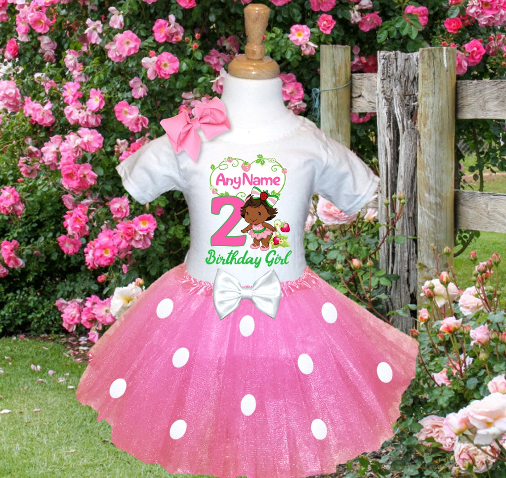 Strawberry Shortcake Black Baby Girl Tutu Set Girls Personalized Custom Pink White Polka Dots Tutu Outfit Dress Theme Cake Smash Birthday Party