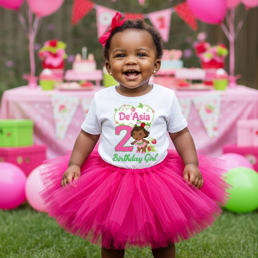 Strawberry Shortcake Black Baby Girl Tutu Set Girls Personalized Custom Hot Pink Tutu Outfit Dress Theme Cake Smash Birthday Party