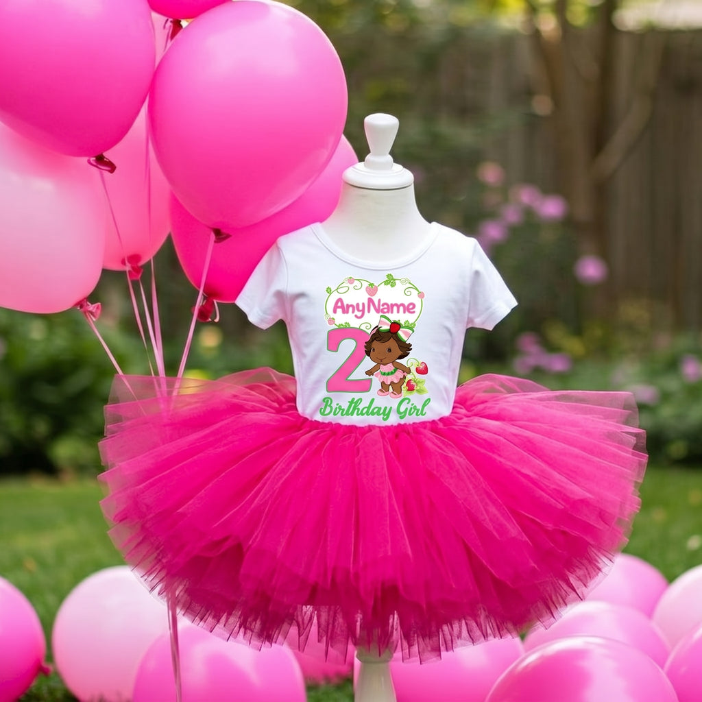Strawberry Shortcake Black Baby Girl Tutu Set Girls Personalized Custom Hot Pink Tutu Outfit Dress Theme Cake Smash Birthday Party