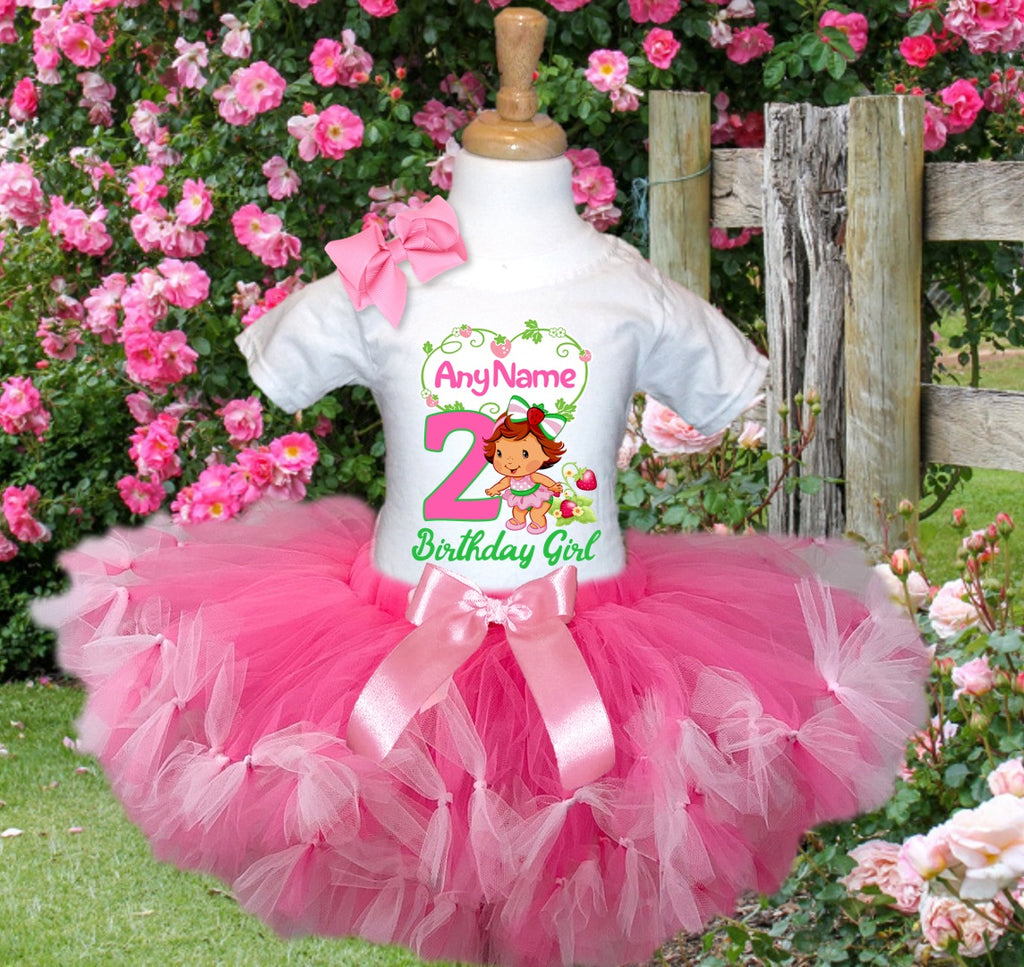 Strawberry Shortcake Baby Girl Tutu Set Girls Personalized Custom Hot Pink Soft Pink Knots Tutu Outfit Dress Theme Cake Smash Birthday Party