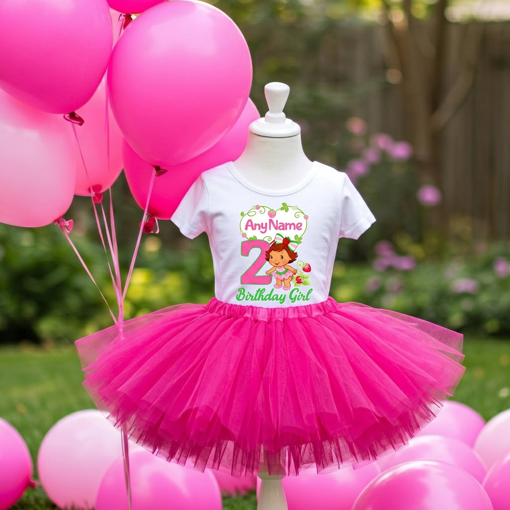 Strawberry Shortcake Baby Girl Tutu Set Girls Personalized Custom Hot Pink Tutu Outfit Dress Theme Cake Smash Birthday Party