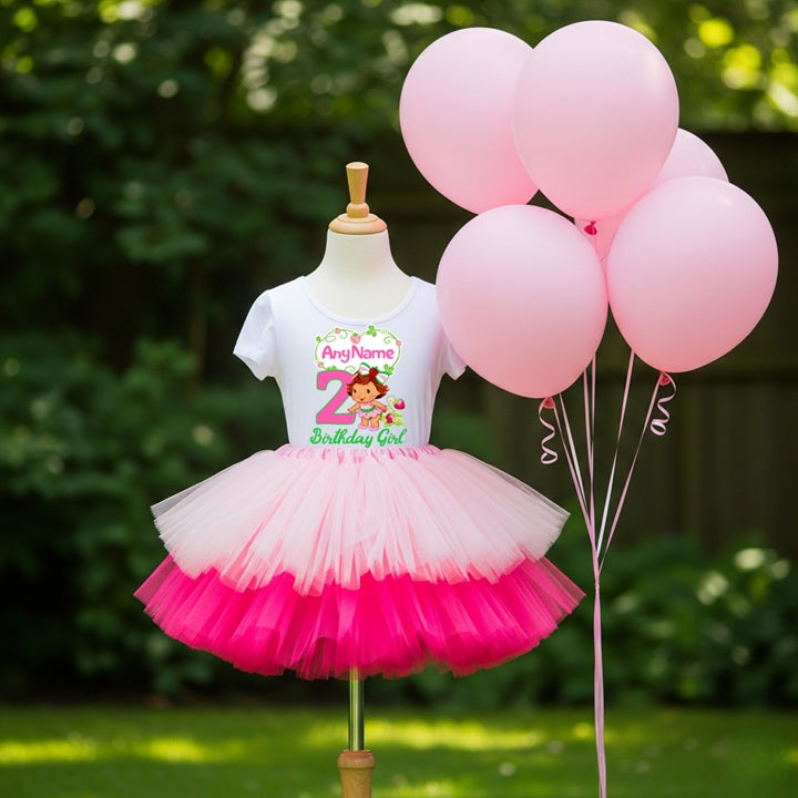 Strawberry Shortcake Baby Girl Tutu Set Girls Personalized Custom Pink Hot Pink Tutu Outfit Dress Theme Cake Smash Birthday Party