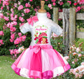 Strawberry Shortcake Tutu Set Girls Personalized Custom Hot Pink White Pink Ribbon Tutu Outfit Dress Theme Cake Smash Party