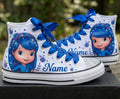 Custom Strawberry Shortcake Blueberry Muffin High-Top Sneakers Shoes Personalized with Name, Ribbon Laces & Rhinestones Birthday Parties Everyday Gift