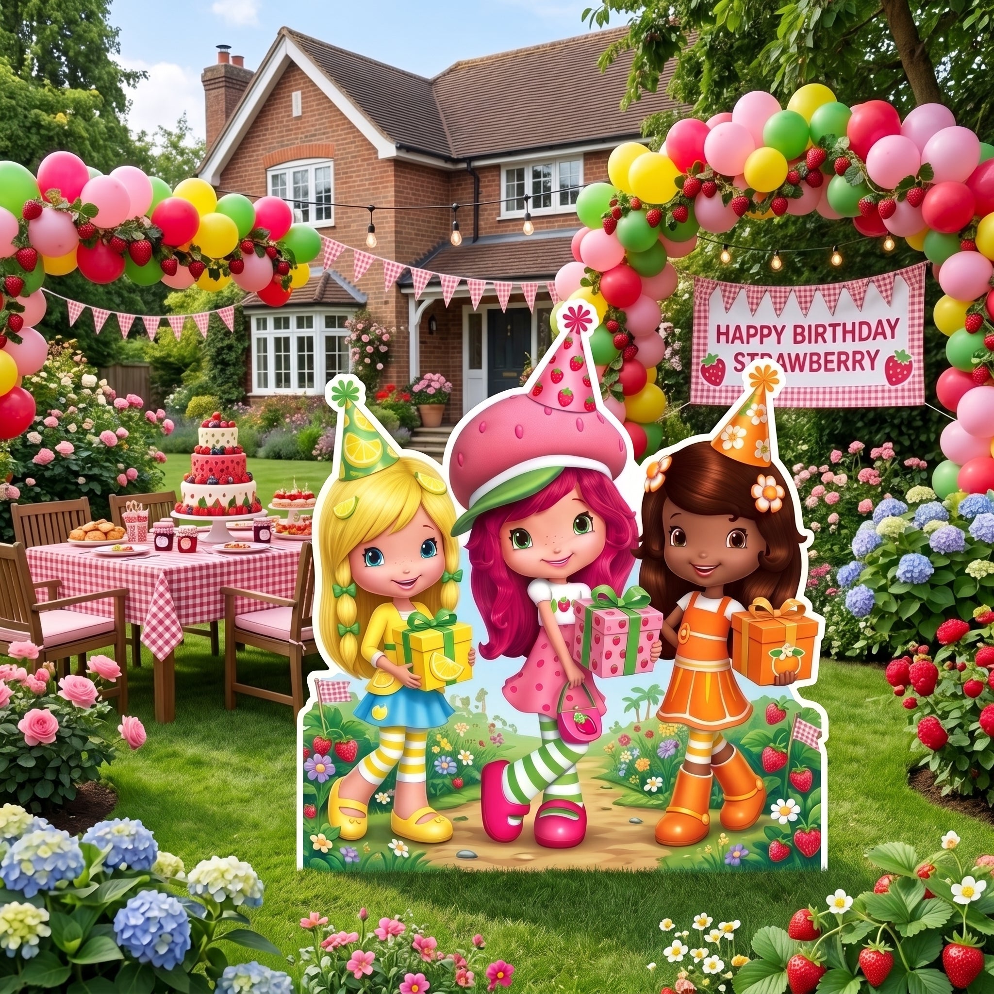 Life Size Strawberry Shortcake Character Premium Freestanding Cutouts Yard Sign Decor Party Prop