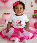 Strawberry Shortcake Black Baby Girl Tutu Set Girls Personalized Custom Hot Pink White Pink Ribbon Tutu Outfit Dress Theme Cake Smash Birthday Party