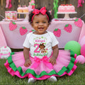 Strawberry Shortcake Black Baby Girl Tutu Set Girls Personalized Custom Pink Green Hot Pink Ribbon Trim Tutu Outfit Dress Theme Cake Smash Birthday Party