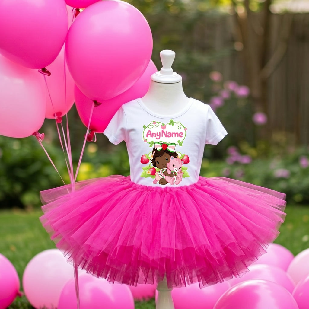 Strawberry Shortcake Black Baby Girl Tutu Set Girls Personalized Custom Hot Pink Tutu Outfit Dress Theme Cake Smash Party