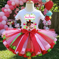 Strawberry Shortcake Black Baby Girl Tutu Set Girls Personalized Custom Red Pink Green Ribbon Sewn Trim Tutu Outfit Dress Theme Cake Smash Party
