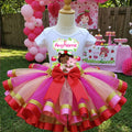 Strawberry Shortcake Black Baby Girl Tutu Set Girls Personalized Custom Hot Pink Gold Red Ribbon Sewn Trim Tutu Outfit Dress Theme Cake Smash Party