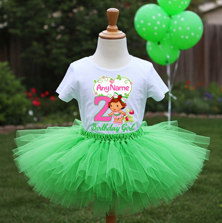 Strawberry Shortcake Baby Girl Tutu Set Girls Personalized Custom Green Tutu Outfit Dress Theme Cake Smash Birthday Party