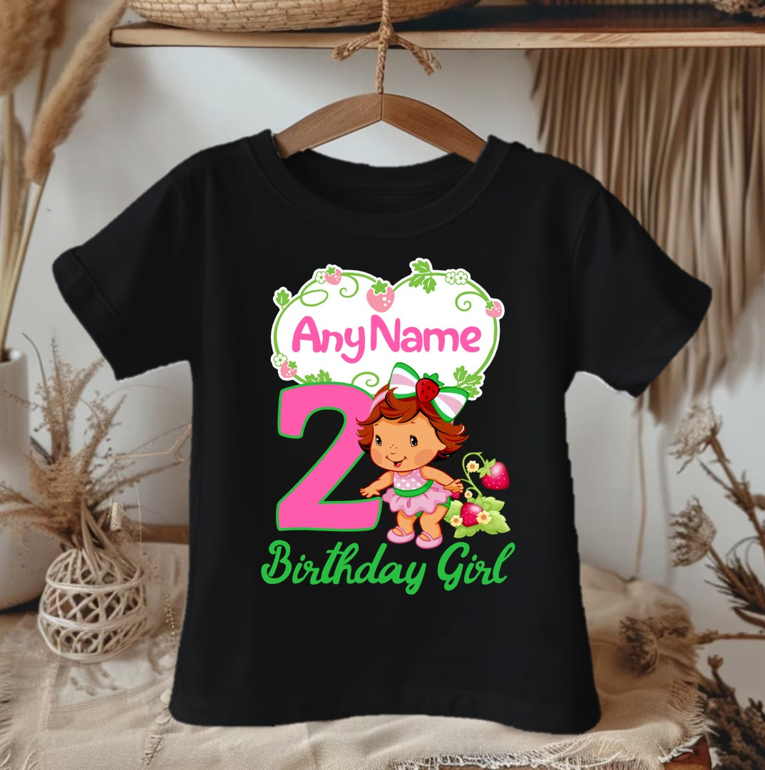 Strawberry Shortcake Baby Girl Personalized Custom Black Family T-Shirt or Onesie Pack Theme Cake Smash Birthday Party
