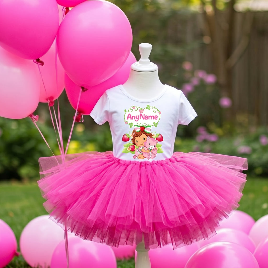 Strawberry Shortcake Baby Girl Tutu Set Girls Personalized Custom Hot Pink Tutu Outfit Dress Theme Cake Smash Party