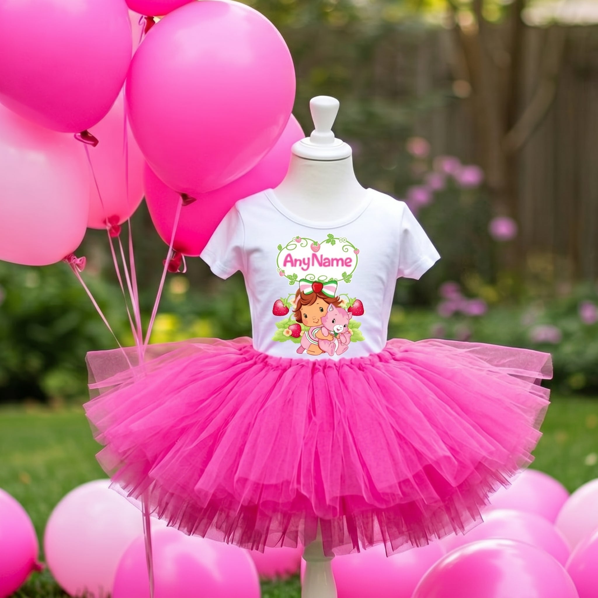 Strawberry Shortcake Baby Girl Tutu Set Girls Personalized Custom Hot Pink Tutu Outfit Dress Theme Cake Smash Party