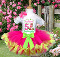 Strawberry Shortcake Tutu Set Girls Personalized Custom Hot Pink Lime Green Knots Tutu Outfit Dress Theme Cake Smash Birthday Party
