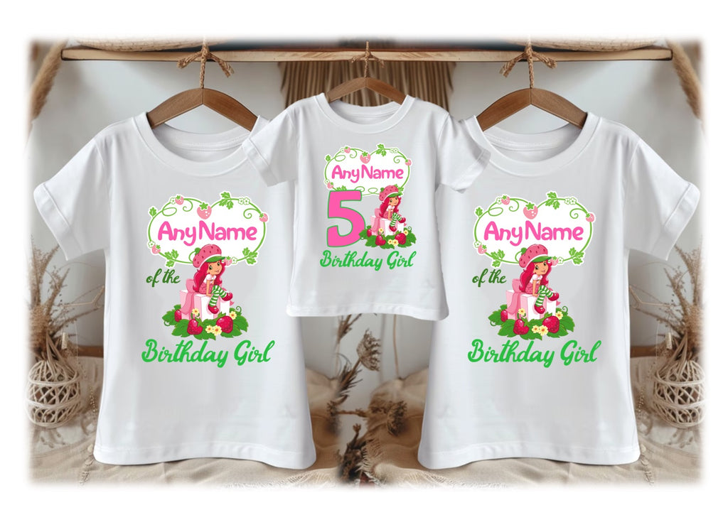 Strawberry Shortcake Personalized Custom White Family T-Shirt or Onesie Pack Theme Cake Smash Birthday Party